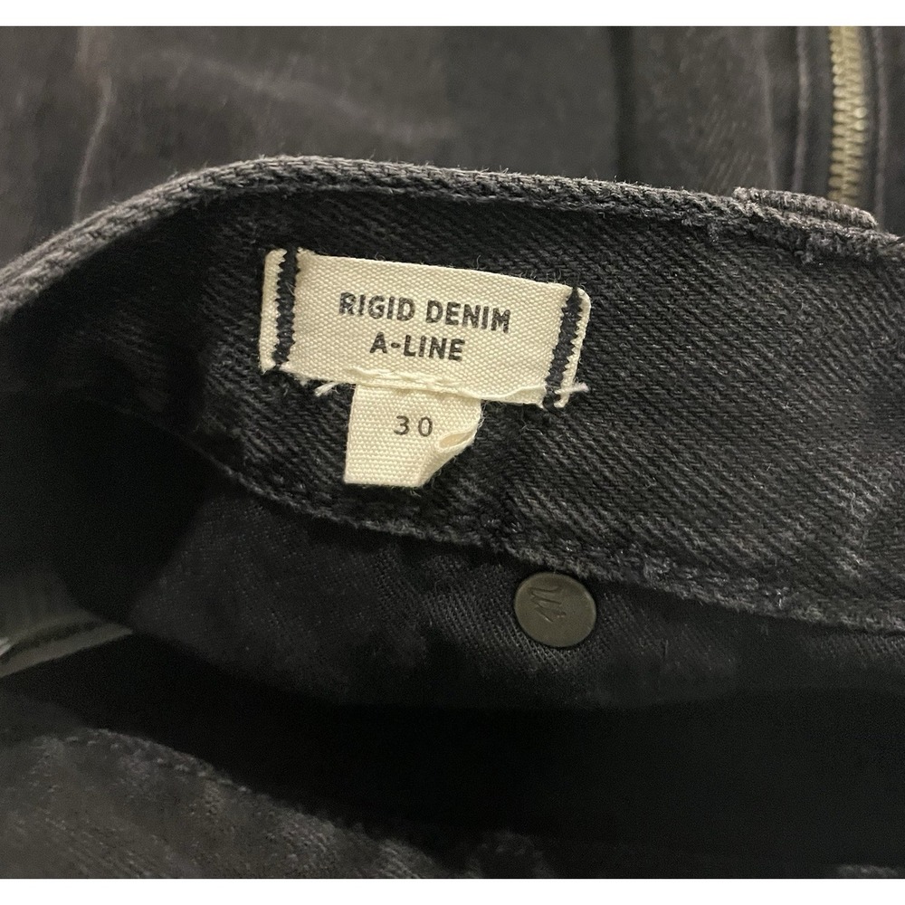 MADEWELL Black Rigid Denim A-Line Full Zip Front Mini Skirt Women's Size 30 - Picture 3 of 4